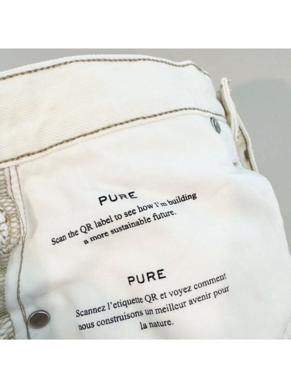 Frame Jeans Size 25 Off White Distressed High Rise Button Fly Rigid Alternative - Picture 8 of 10